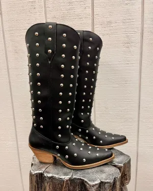 Dingo Women's Broadway Bunny Black Tall Studded Snip Toe Cowgirl Boots DI155-BLK