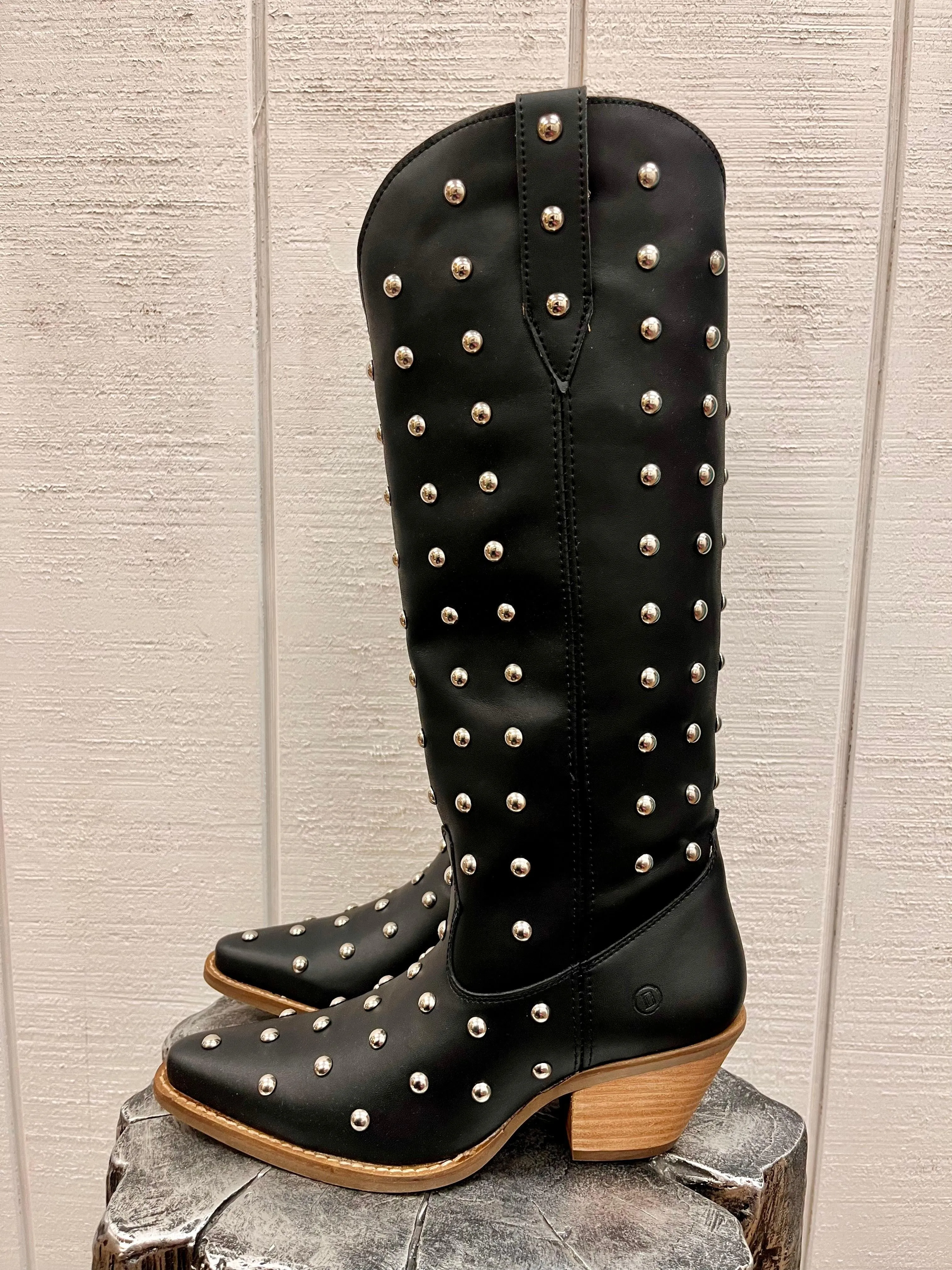 Dingo Women's Broadway Bunny Black Tall Studded Snip Toe Cowgirl Boots DI155-BLK