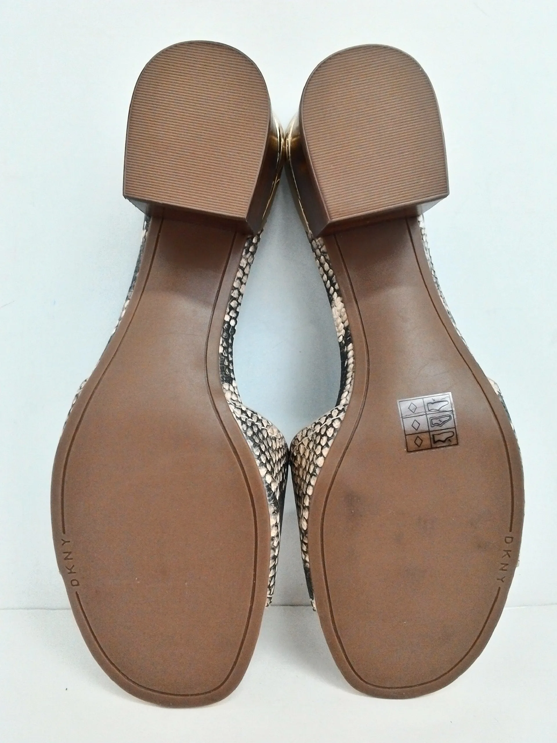 DKNY Women's Beige Snake Print Mules Size 9 M