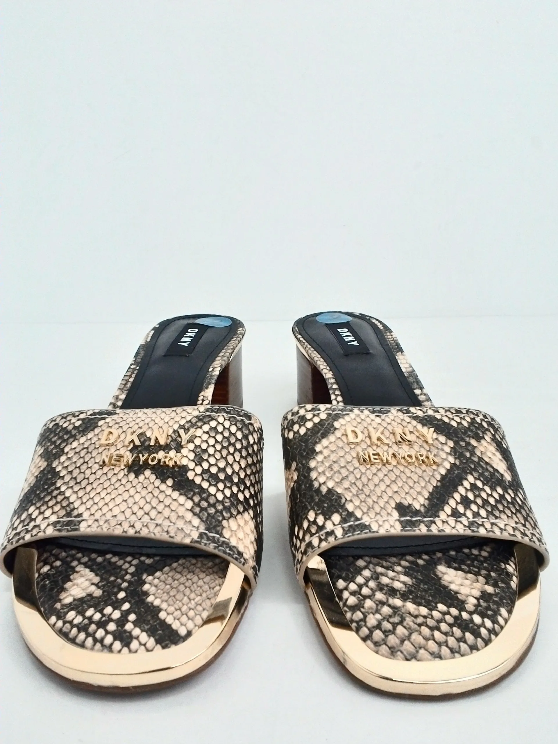 DKNY Women's Beige Snake Print Mules Size 9 M