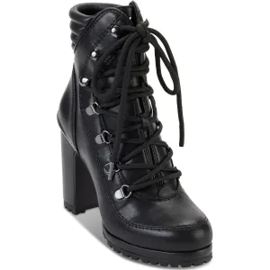 DKNY Womens Lenni Faux Leather Combat & Lace-up Boots Black 8 Medium (B,M)