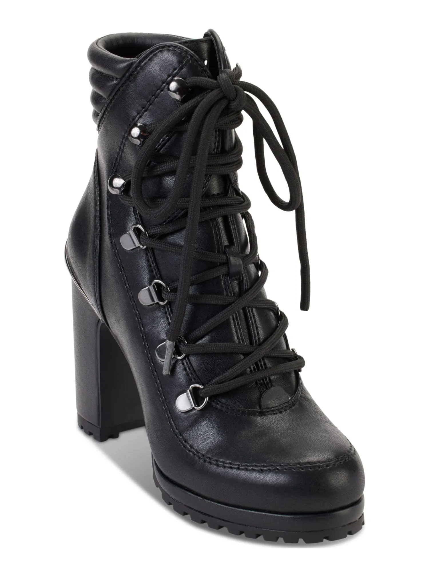 DKNY Womens Lenni Faux Leather Combat & Lace-up Boots Black 8 Medium (B,M)