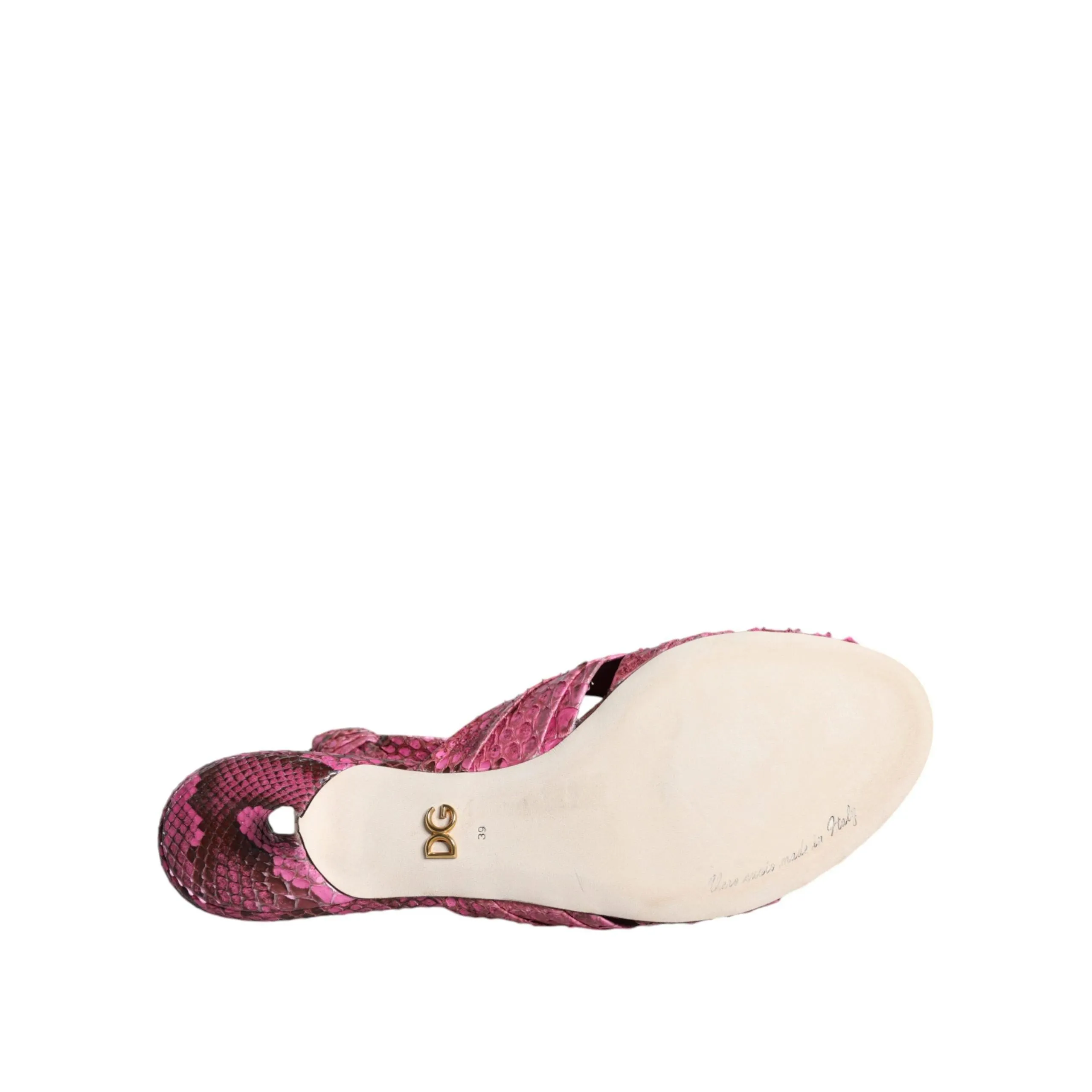 Dolce & Gabbana Pink Python Leather Kitten Heels Slides Shoes