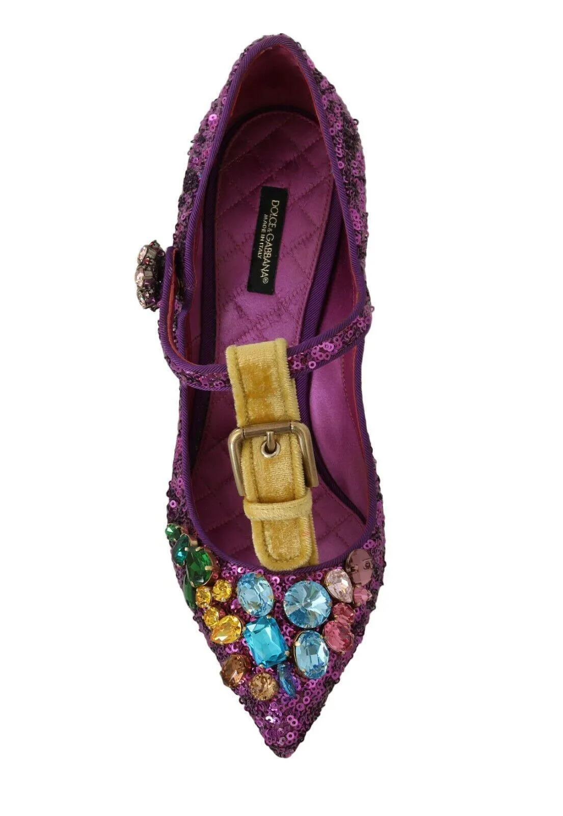 Dolce & Gabbana Purple Sequin Leather Crystal Sandal Shoes