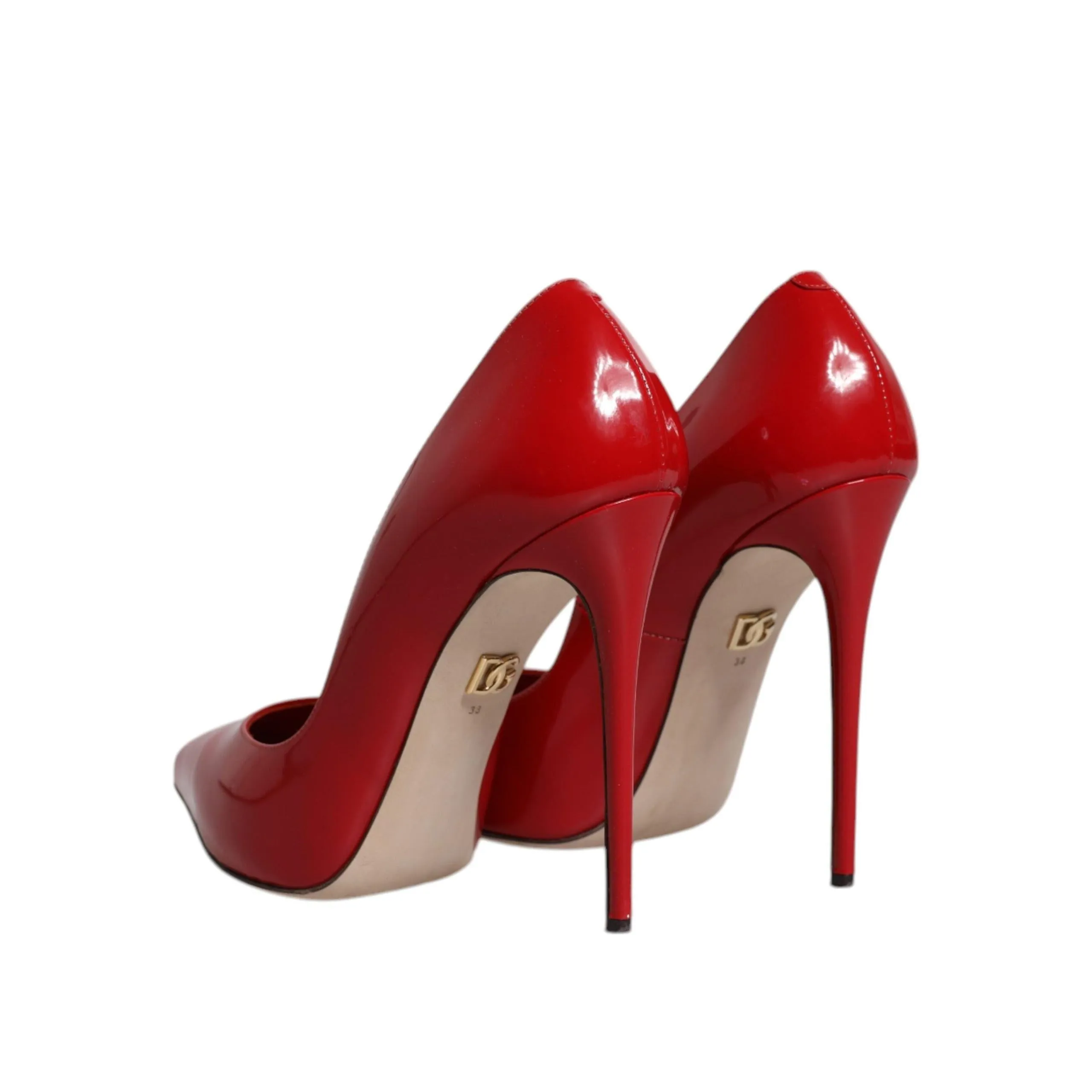 Dolce & Gabbana Red Patent Leather Stiletto Heels Pumps Shoes