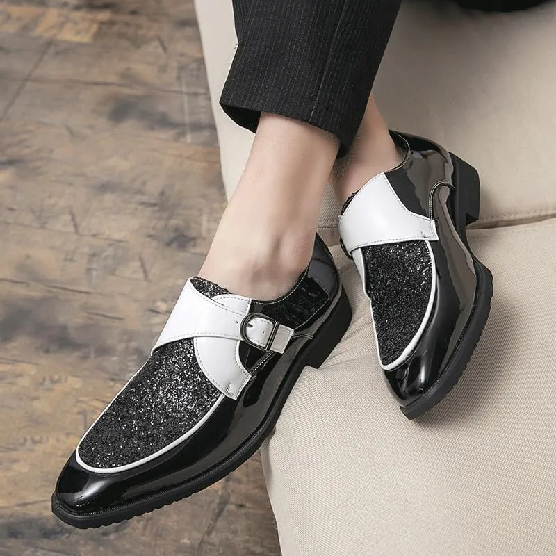 Dress Oxford for Men Slip On Business Formal Leather Shoes Men's Casual Suit Wedding Oxford Shoes Slip On Pointed Toe Bright Upper Loafers Shoes Shiny Shoes for Men
