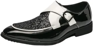 Dress Oxford for Men Slip On Business Formal Leather Shoes Men's Casual Suit Wedding Oxford Shoes Slip On Pointed Toe Bright Upper Loafers Shoes Shiny Shoes for Men
