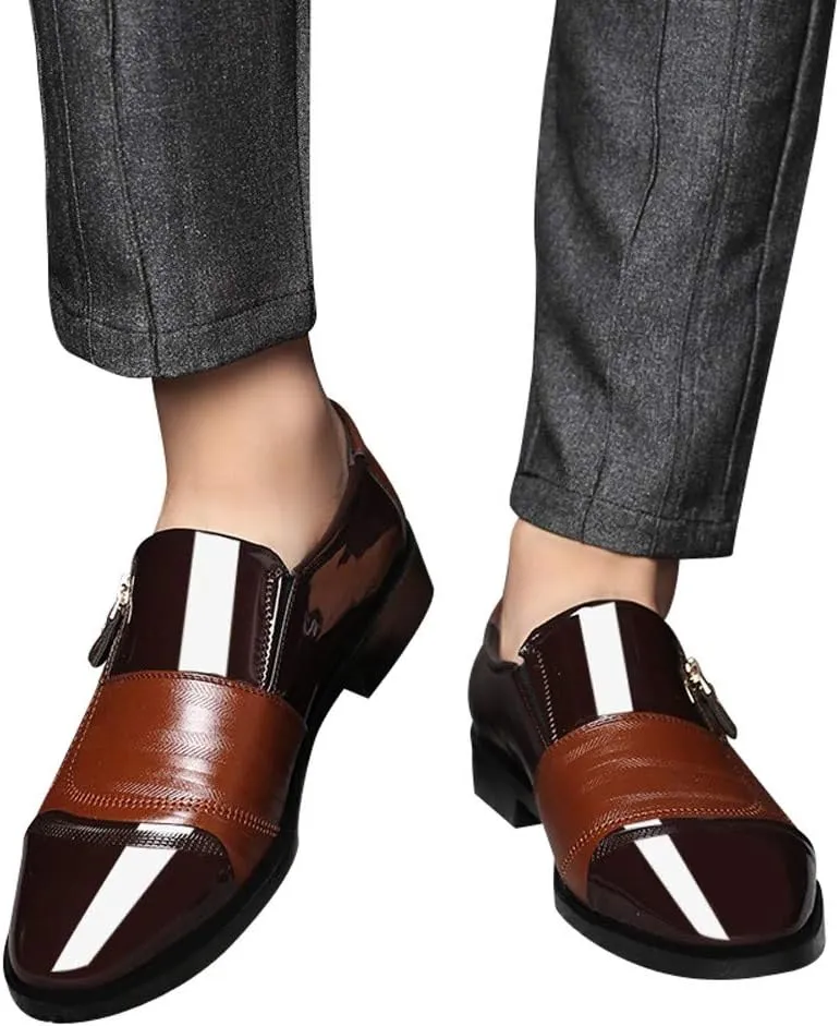 Dress Shoes for Men Comfort Business Dress Shoes Pointed Head Men Shoes A Pedal Casual Lazy Side Zipper Shoe Men Suit Shoes