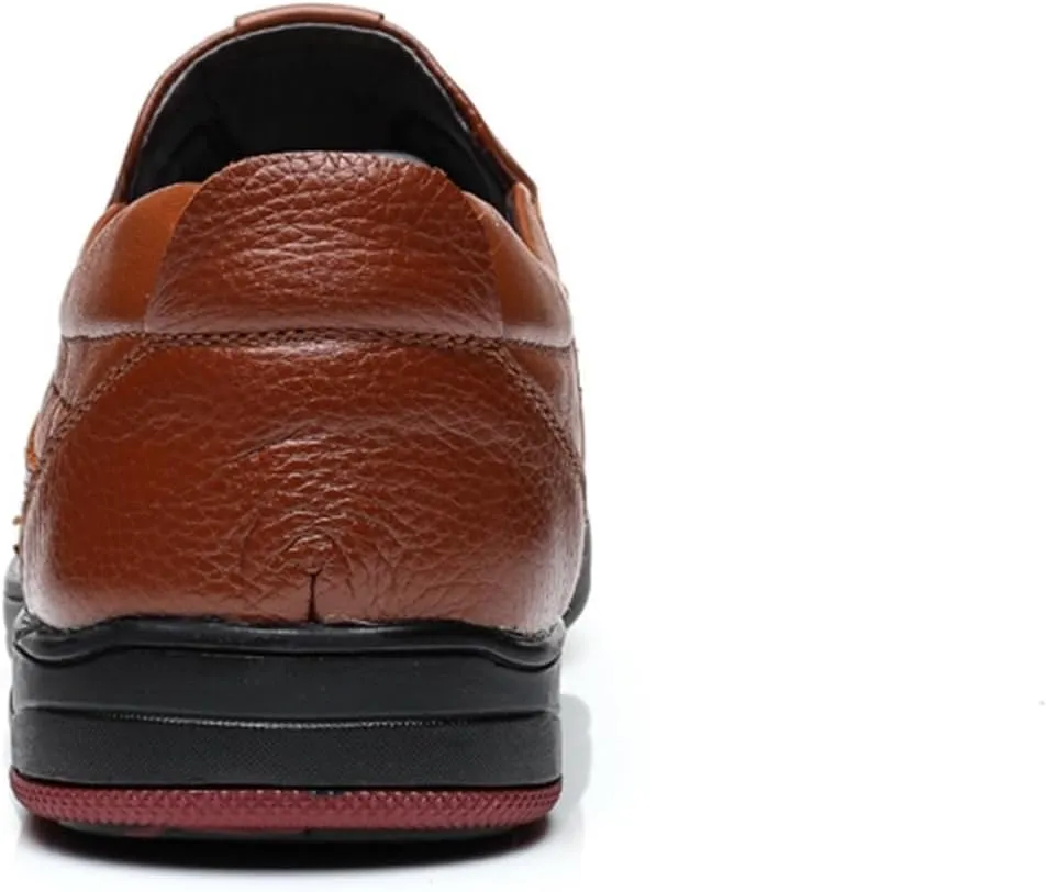 Dress Shoes for Men Men's Summer Leather Loafers Soft Casual Slip-On Cutout Shoes for Comfort and Style