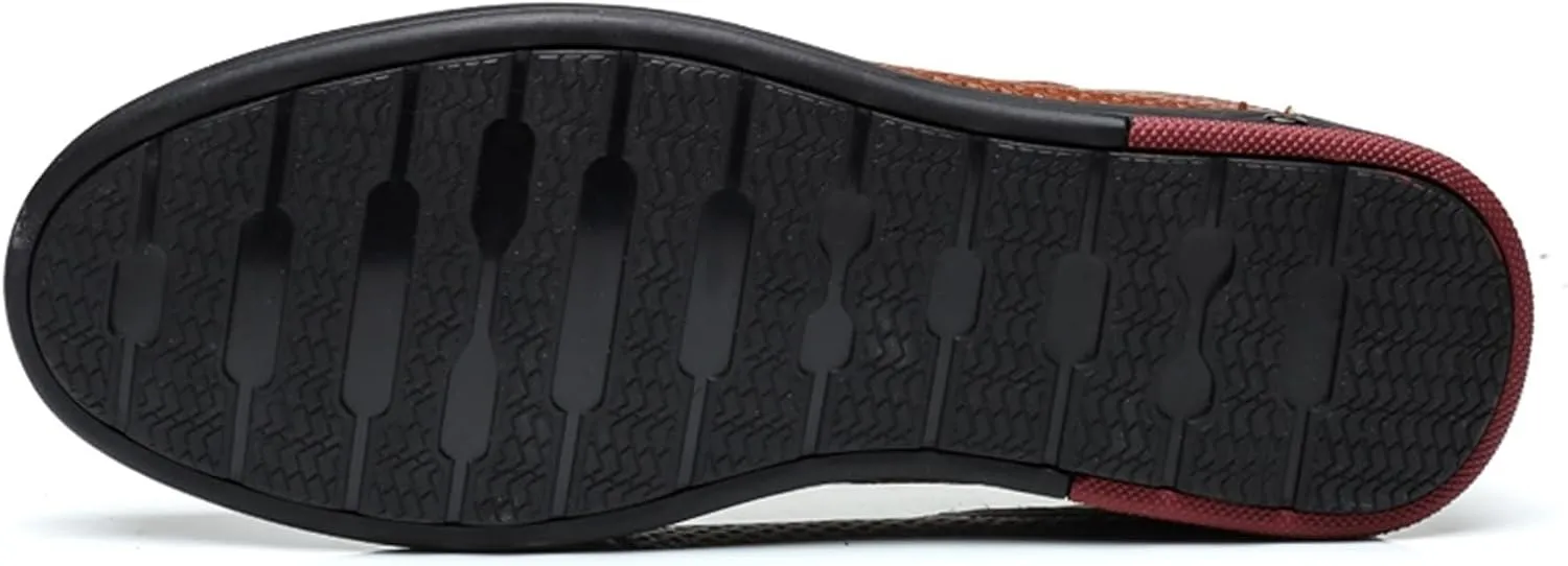 Dress Shoes for Men Men's Summer Leather Loafers Soft Casual Slip-On Cutout Shoes for Comfort and Style