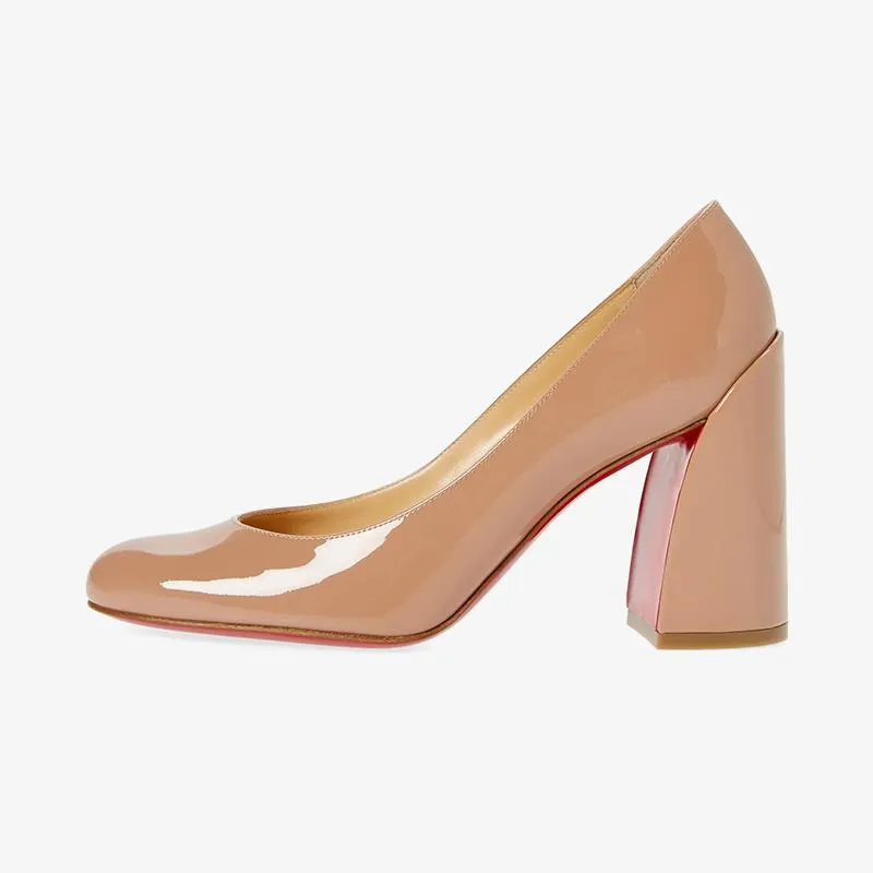 Durable Nude Patent Leather Pumps