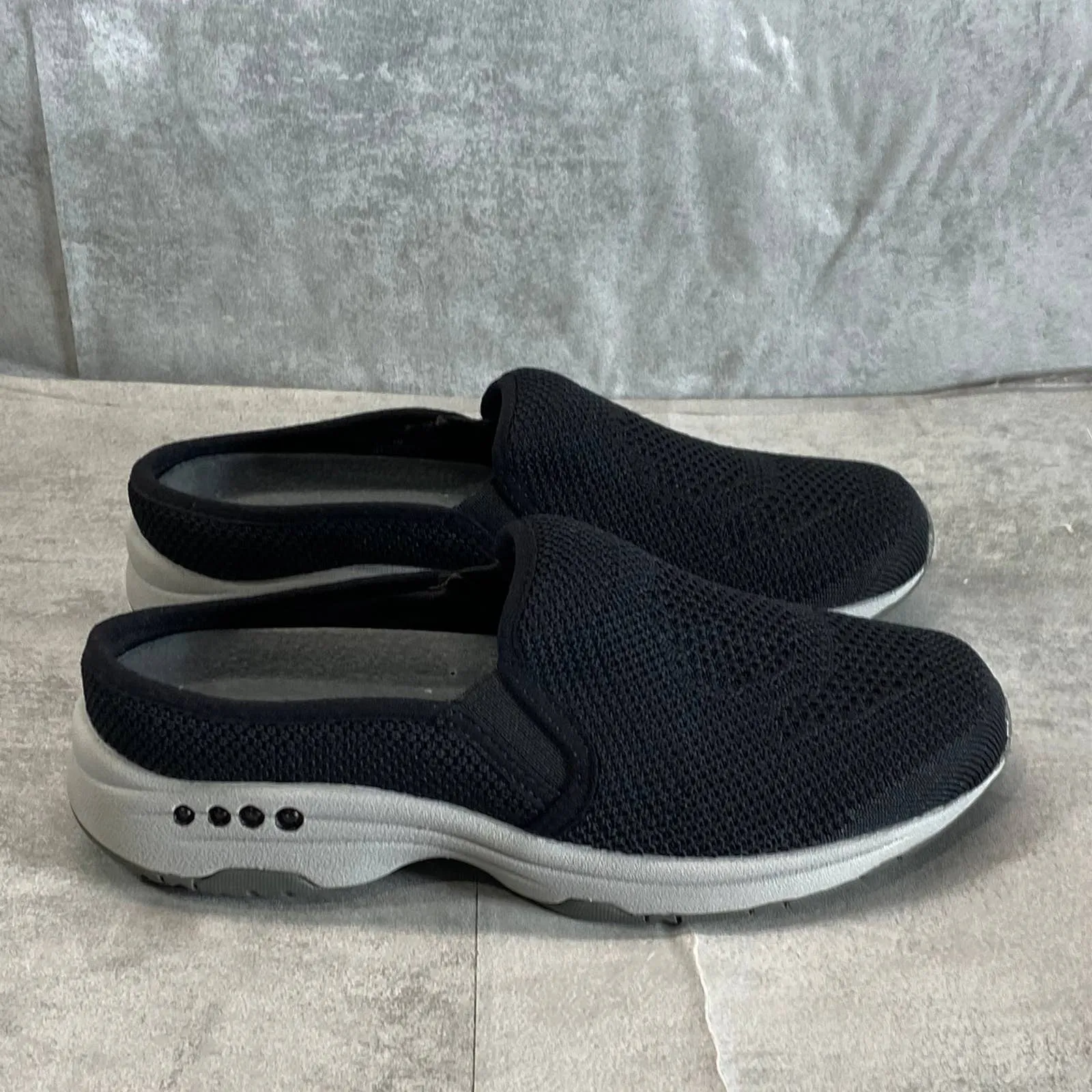 EASY SPIRIT Women's Black Takeknit2 Knit Round-Toe Slip-On Mules SZ 5