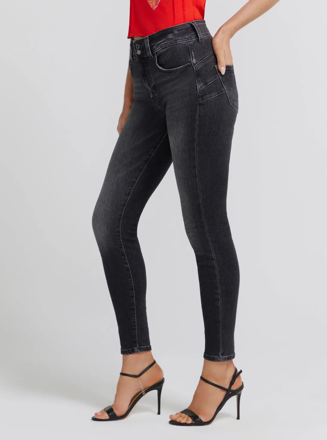 Eco High-Rise Shape Up Denim Jeans In Station Black Wash