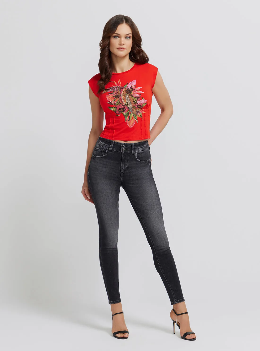 Eco High-Rise Shape Up Denim Jeans In Station Black Wash
