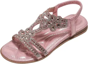 Eduavar Orthopedic Sandals for Women, Sandals Women Fashion Bohemia Crystal Open Toe Low Wedge Sandals Breathable Sandals