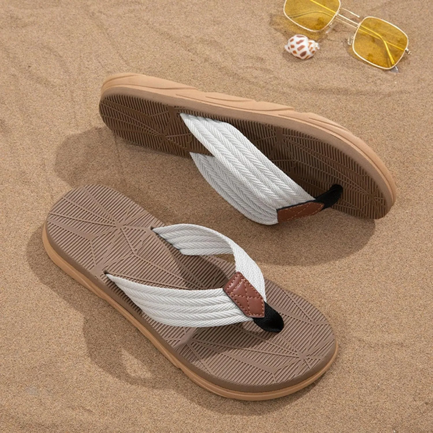 Eduavar Sandals for Women 2025 Fashion Summer Beach Orthotic Walking Thong Sandles Slip on Flip Flops Indoor Outdoor Shoes