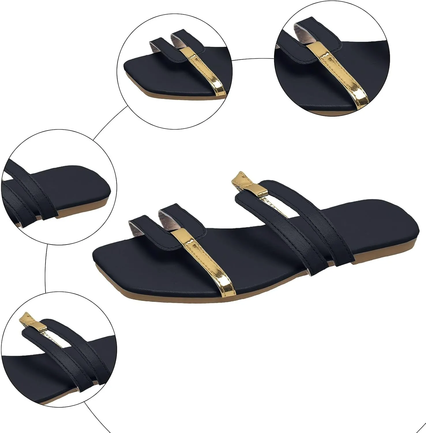 Eduavar Sandals for Women 2025 Womens Dressy Summer Flat Comfortable Fashion Beach Ladies Slides Leather Casual Slippers