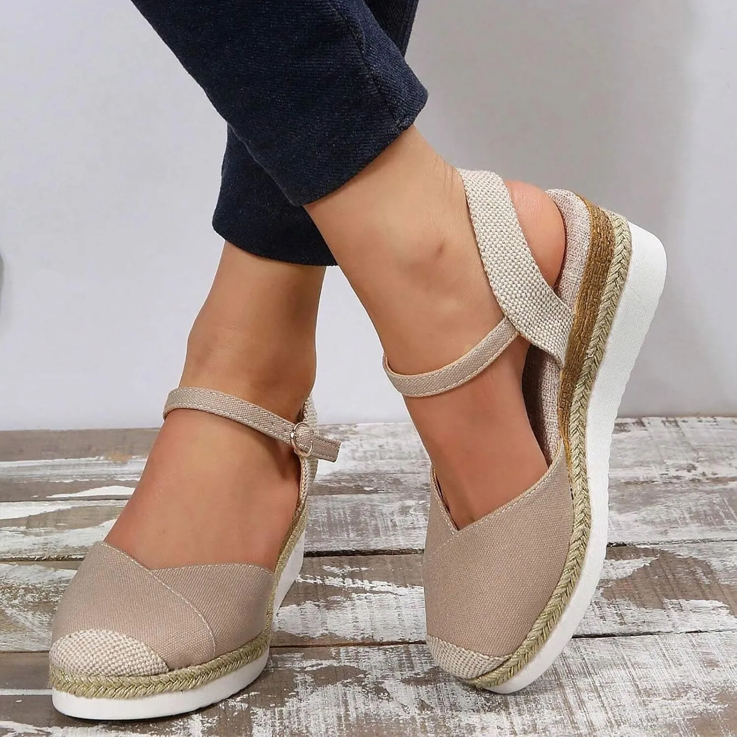 Eduavar Sandals for Women Dressy, Orthopedic Sandals for Women Comfy Espadrille Wedge Platform Sandal Close Toe Shoes