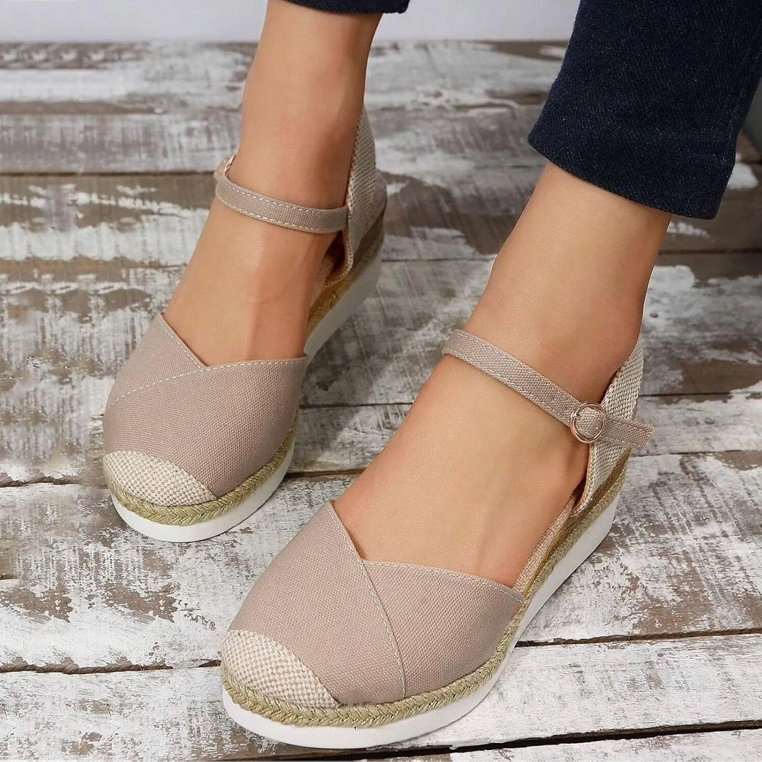 Eduavar Sandals for Women Dressy, Orthopedic Sandals for Women Comfy Espadrille Wedge Platform Sandal Close Toe Shoes