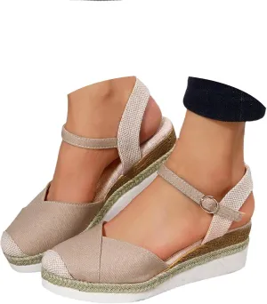 Eduavar Sandals for Women Dressy, Orthopedic Sandals for Women Comfy Espadrille Wedge Platform Sandal Close Toe Shoes