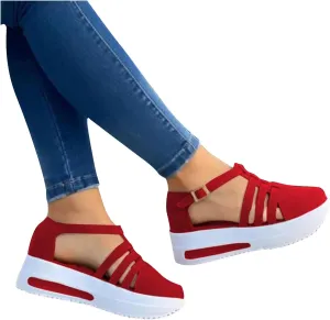 Eduavar Sandals Women Comfortable, Sandals Women Dressy Summer Wedge Platforms Sandals Ankle Strap Buckle Sandals