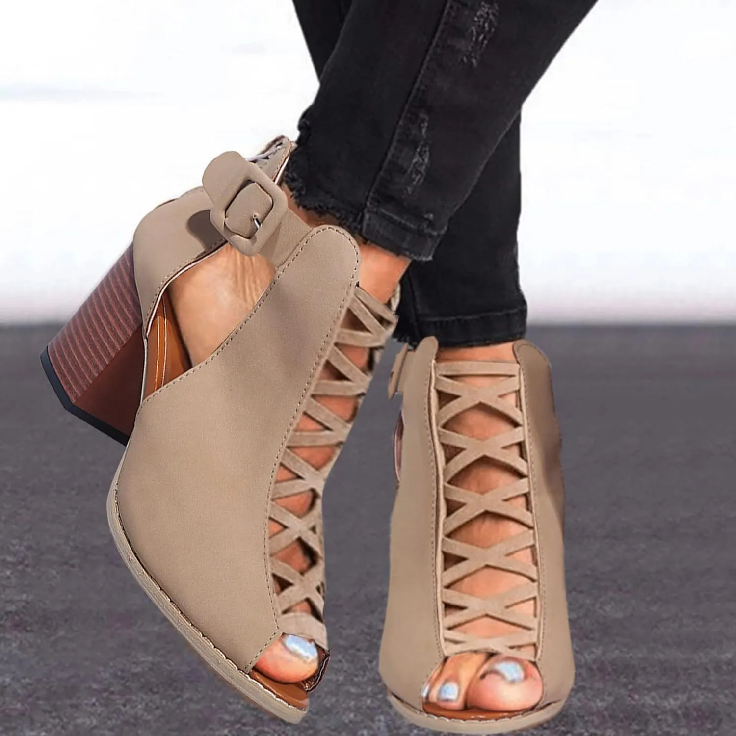 Eduavar Shoes for Women Sandals Dressy, Sandals for Women Casual Summer Wedge Platform Sandals Open Toe Hook and Loop Sandal