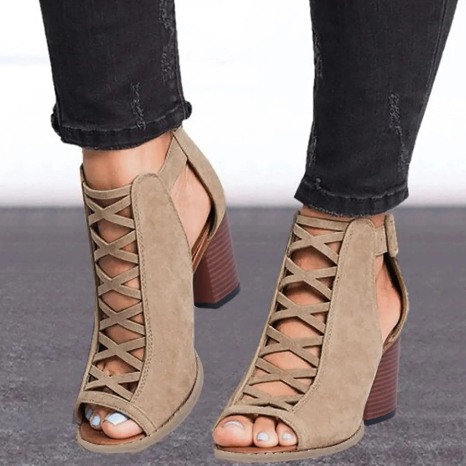 Eduavar Shoes for Women Sandals Dressy, Sandals for Women Casual Summer Wedge Platform Sandals Open Toe Hook and Loop Sandal