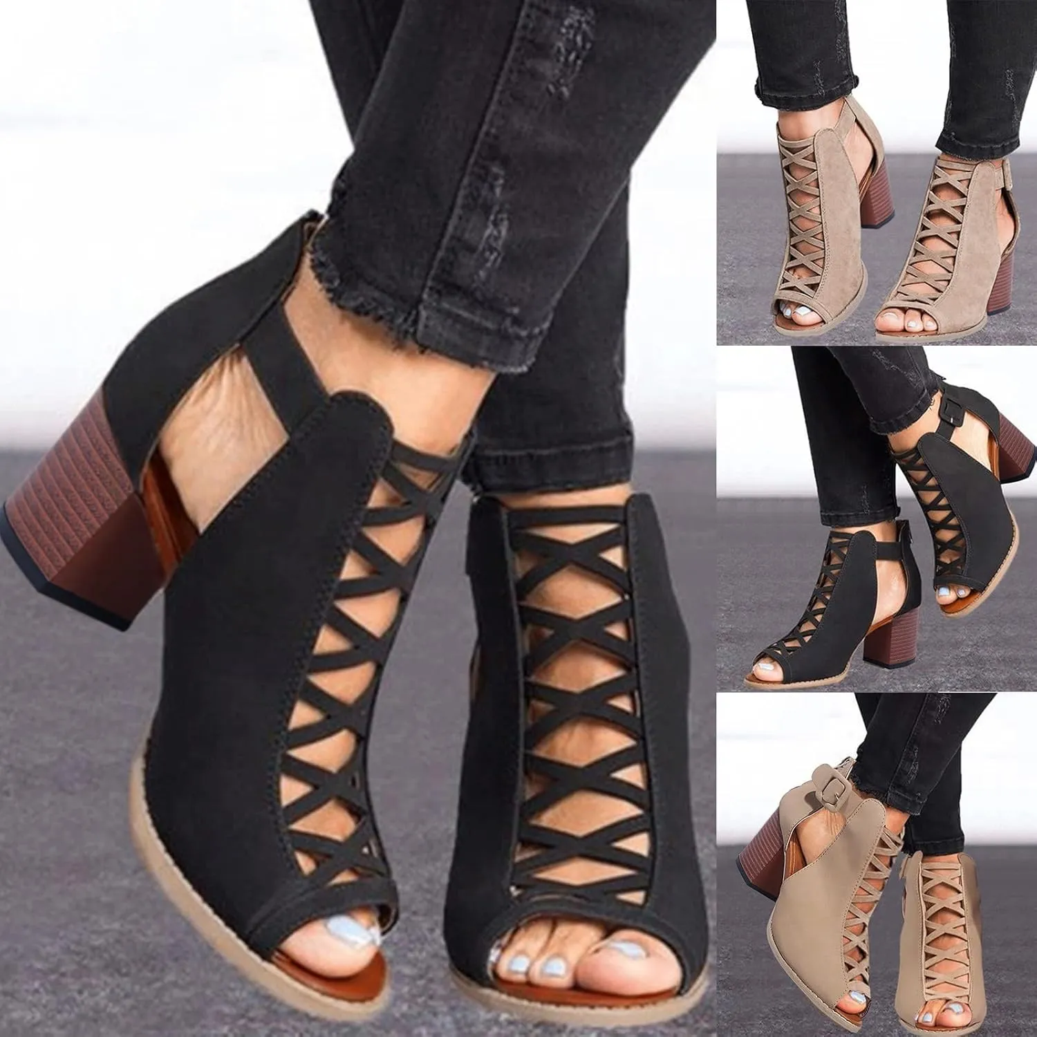 Eduavar Shoes for Women Sandals Dressy, Sandals for Women Casual Summer Wedge Platform Sandals Open Toe Hook and Loop Sandal