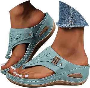Eduavar Womens Sandals Slip On with Arch Support Orthopedic Comfortable Flip Flops Cushion Footbed Platform Thong Sandals