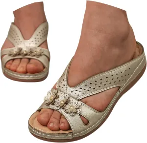 Eduavar Womens Sandals Summer Fashion Orthotic Slides Ladies Lightweight Athletic Yoga Mat Slip On Thick Cushion Slippers