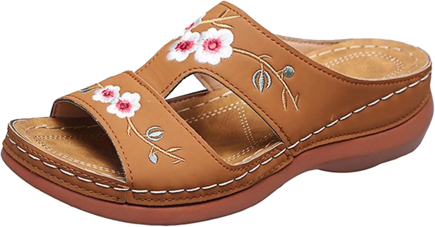 Eduavar Womens Sandals Summer Fashion Orthotic Soft Slip On Lightweight Athletic Yoga Mat Cushion Sandals Summer Beach Shoes