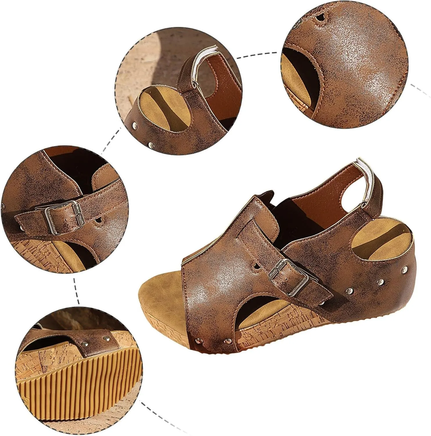 Eduavar Womens Wedge Sandals, Sandals Women Dressy Summer Sandals Open Toe Wedge Platform Sandals with Back Strap