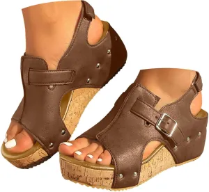 Eduavar Womens Wedge Sandals, Sandals Women Dressy Summer Sandals Open Toe Wedge Platform Sandals with Back Strap
