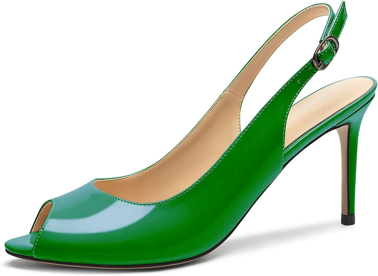 Eldof Women's Peep Toe Slingback High Heels,Stiletto Heel Slingback Sandals, Comfort High Heels Dress Shoes for Ladies Office Wedding Evening