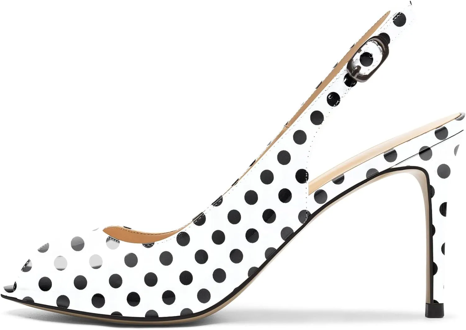 Eldof Women's Peep Toe Slingback High Heels,Stiletto Heel Slingback Sandals, Comfort High Heels Dress Shoes for Ladies Office Wedding Evening
