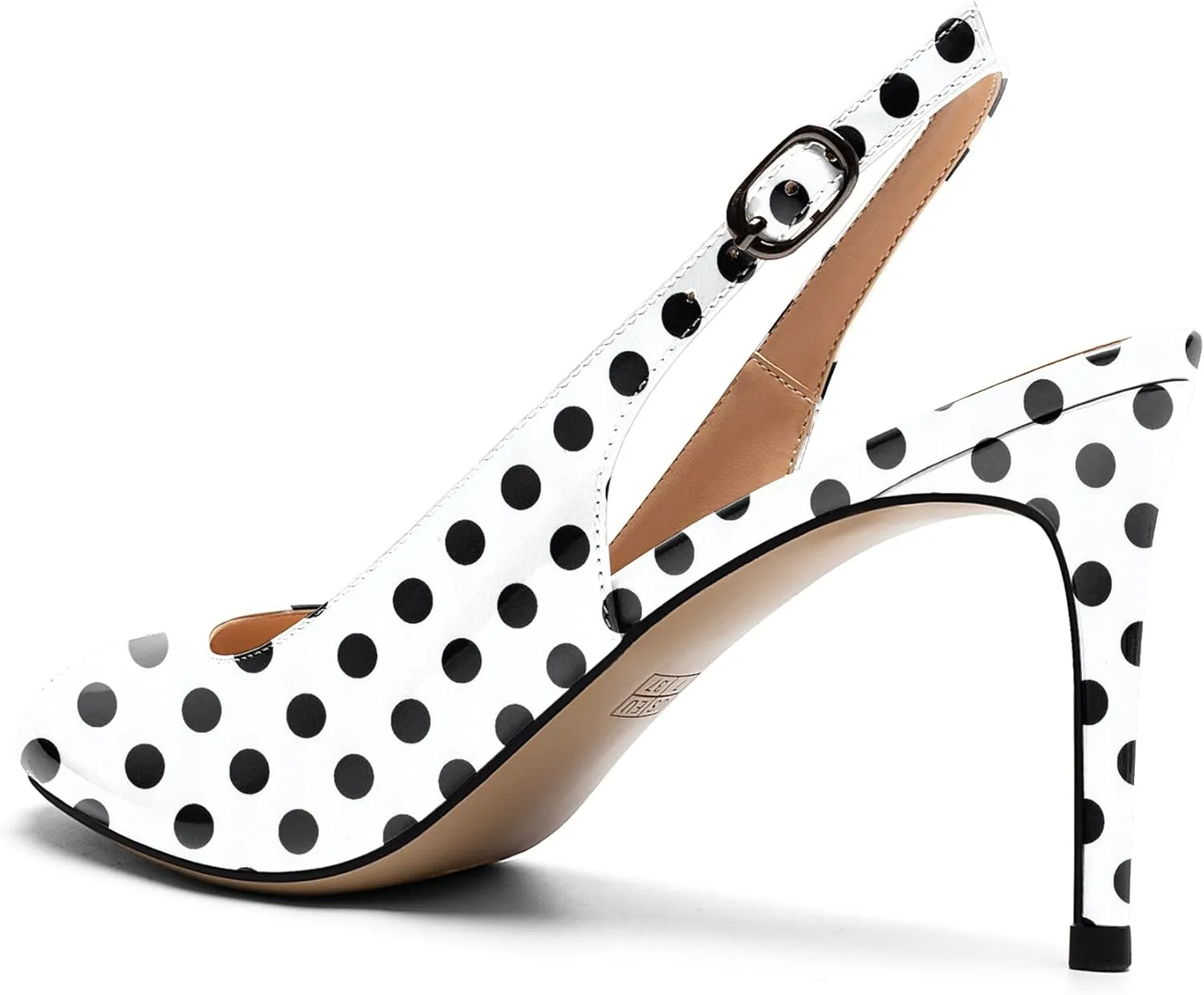 Eldof Women's Peep Toe Slingback High Heels,Stiletto Heel Slingback Sandals, Comfort High Heels Dress Shoes for Ladies Office Wedding Evening
