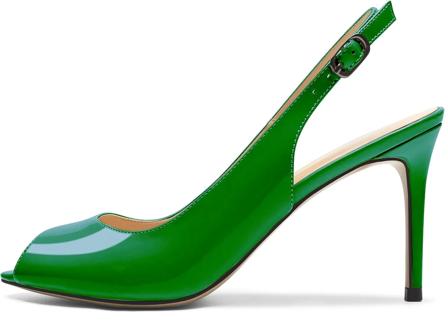Eldof Women's Peep Toe Slingback High Heels,Stiletto Heel Slingback Sandals, Comfort High Heels Dress Shoes for Ladies Office Wedding Evening
