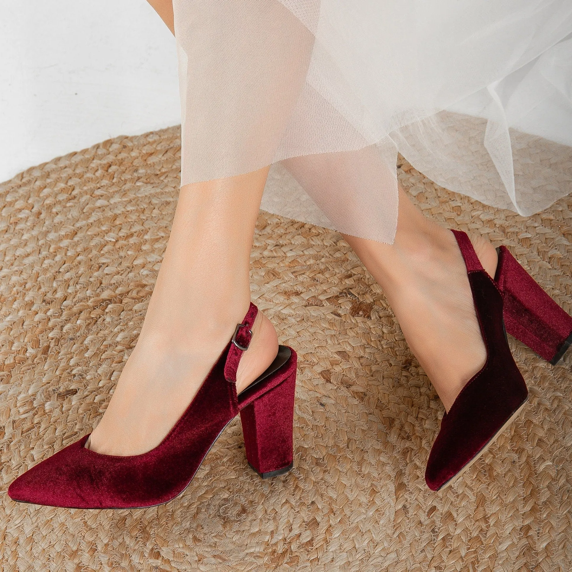 Emma- Burgundy Slingback Shoes