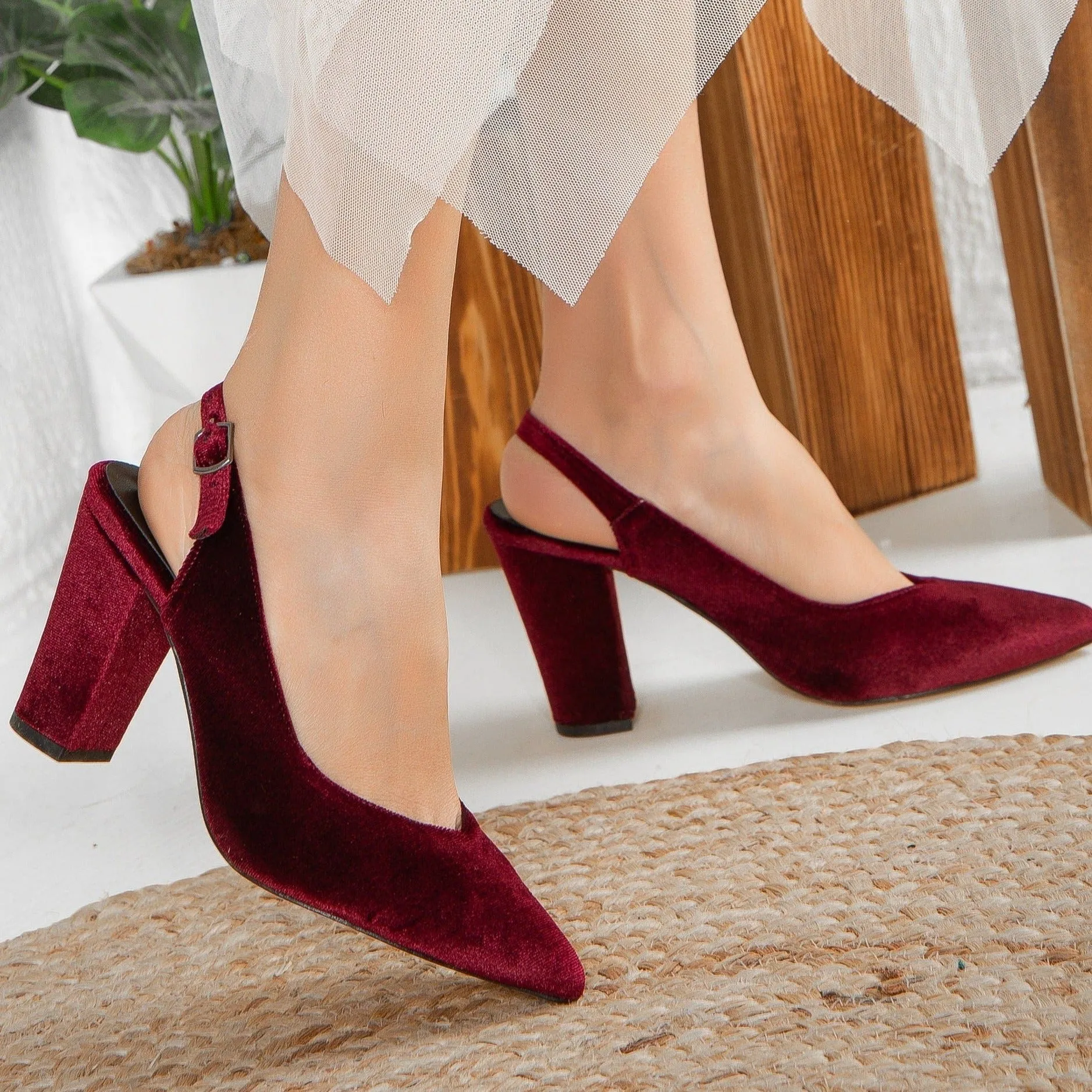 Emma- Burgundy Slingback Shoes