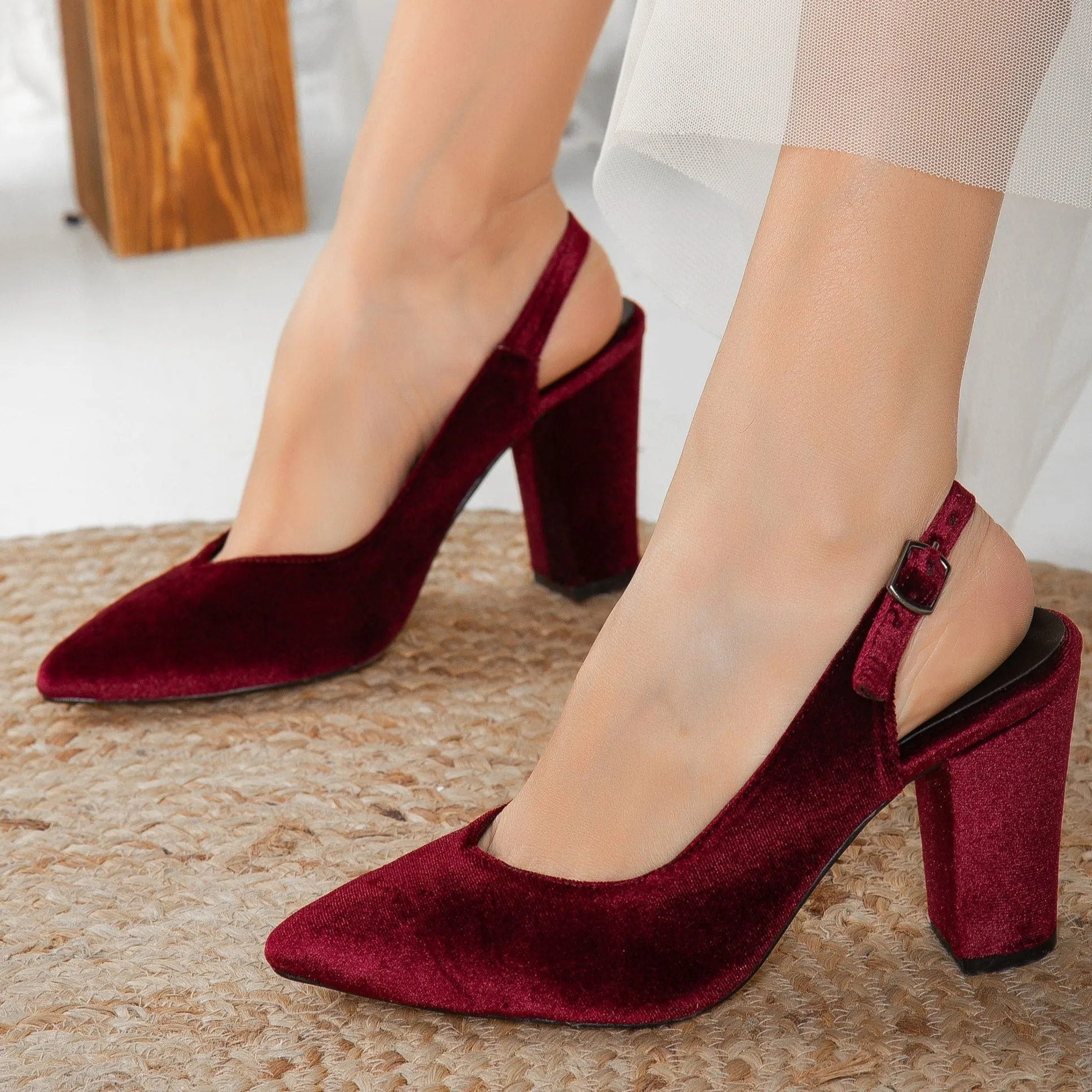 Emma- Burgundy Slingback Shoes