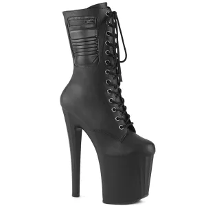ENCHANT-1040PK Pleaser Black Pole Dancing Lace Up Ankle Boots