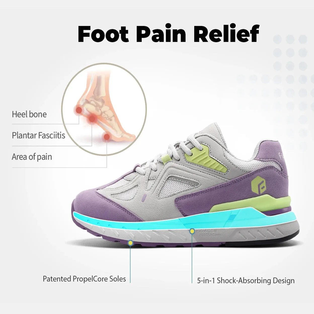 Extra Wide Women's Walking Shoes - Lightweight Sneakers for Flat Feet, Plantar Fasciitis, and Heel Pain Relief