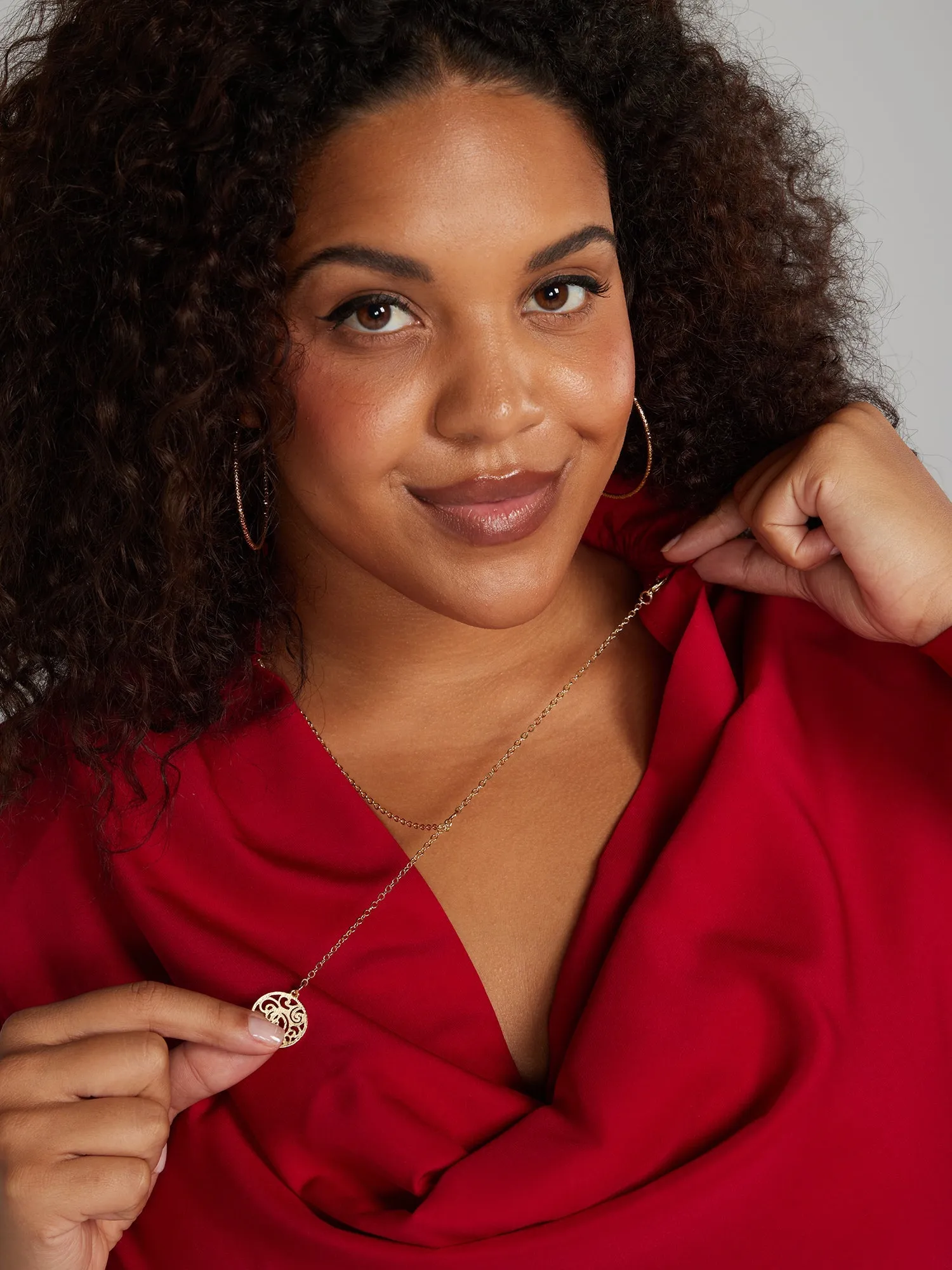 Fashion To Figure - Cowl Neck Blouse with Detachable Necklace