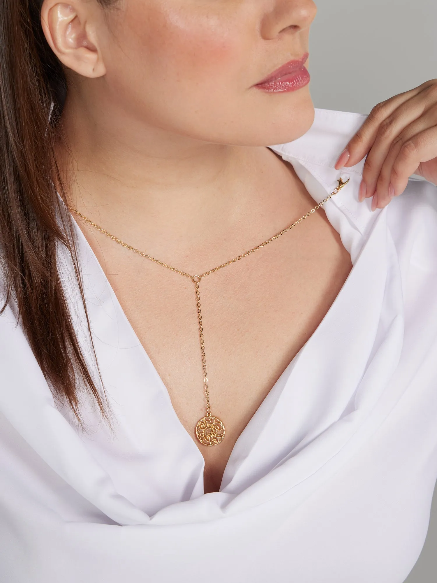 Fashion To Figure - Cowl Neck Blouse with Detachable Necklace