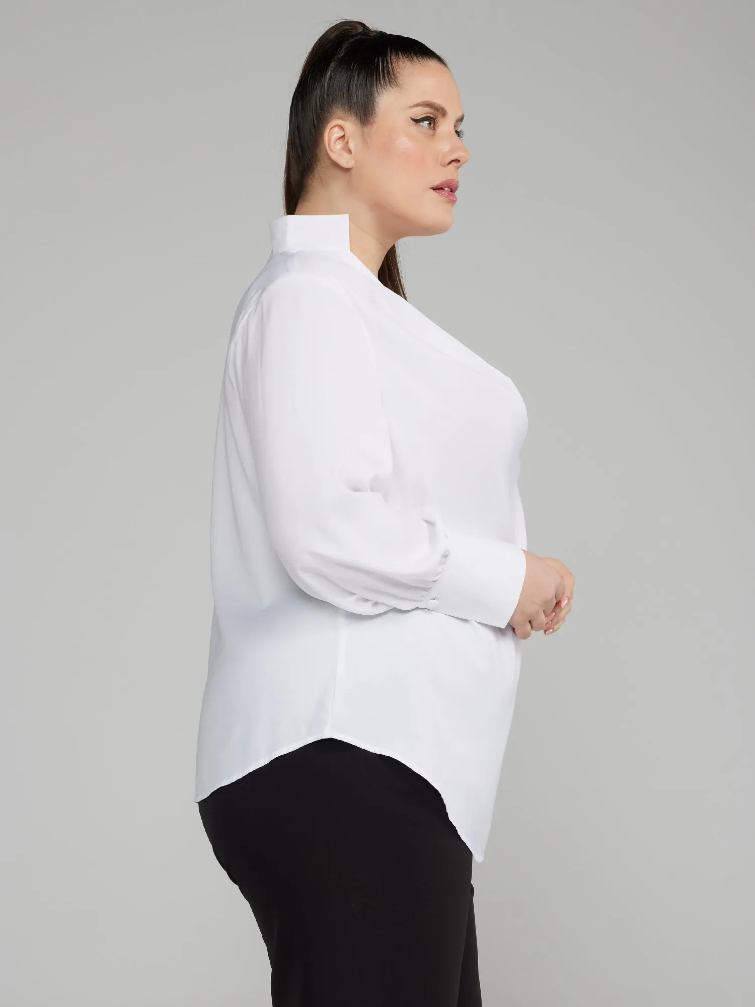Fashion To Figure - Cowl Neck Blouse with Detachable Necklace