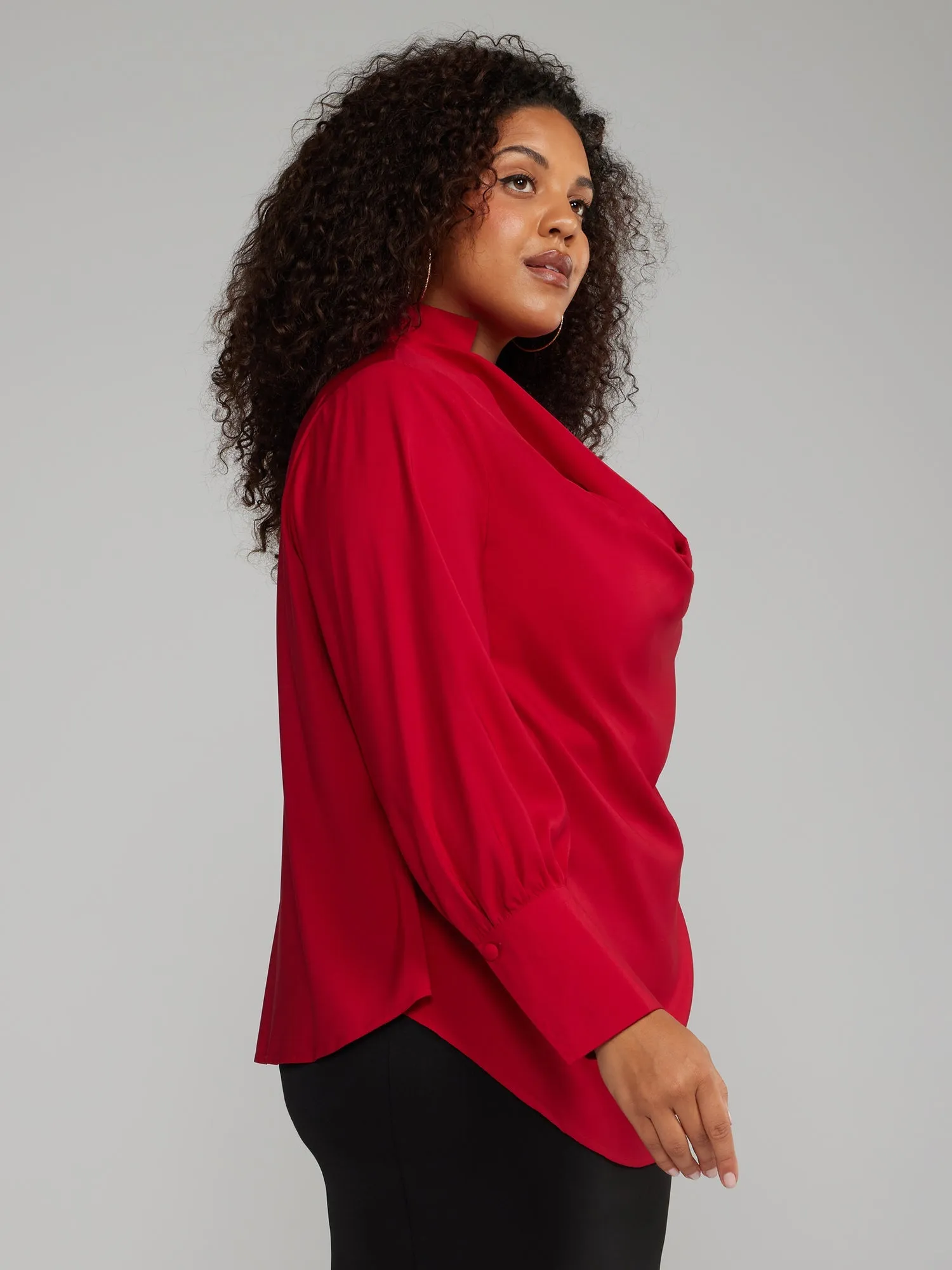 Fashion To Figure - Cowl Neck Blouse with Detachable Necklace