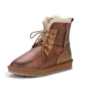 Faux Fur Lined Lace-Up Snow Boots