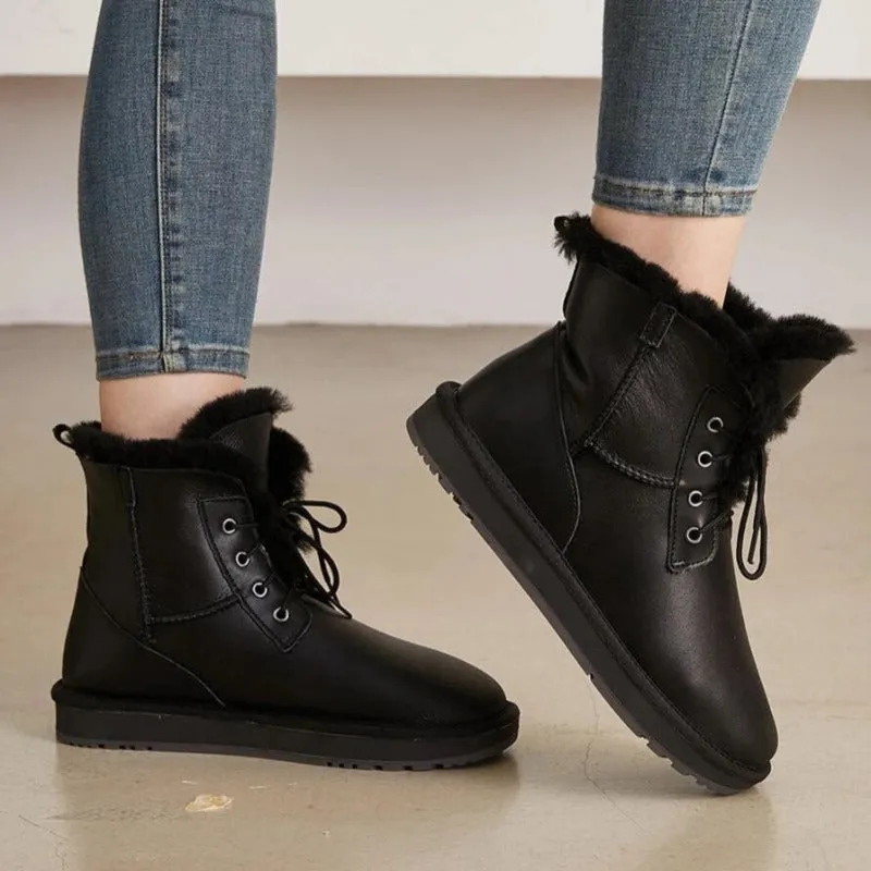 Faux Fur Lined Lace-Up Snow Boots
