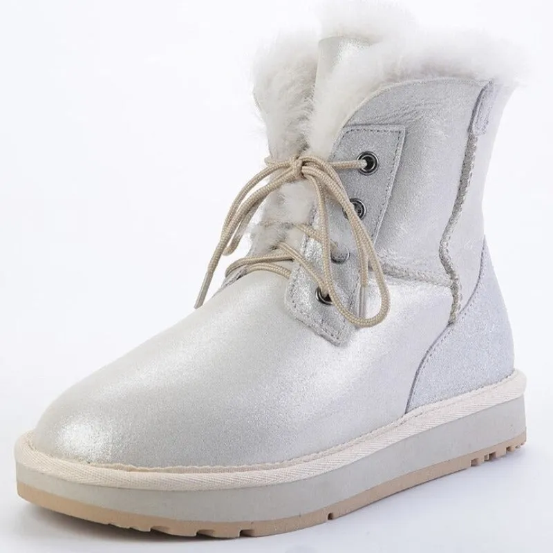 Faux Fur Lined Lace-Up Snow Boots