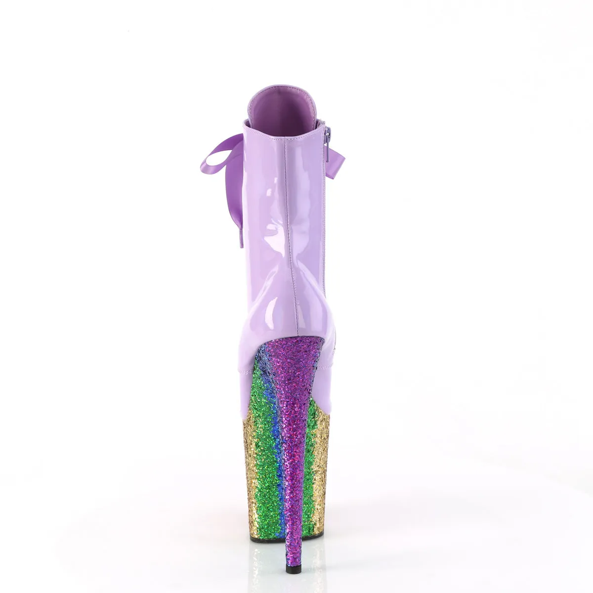FLAMINGO-1020HG Pleaser Pole Dancing Ankle Boots with Rainbow Glitter Heels